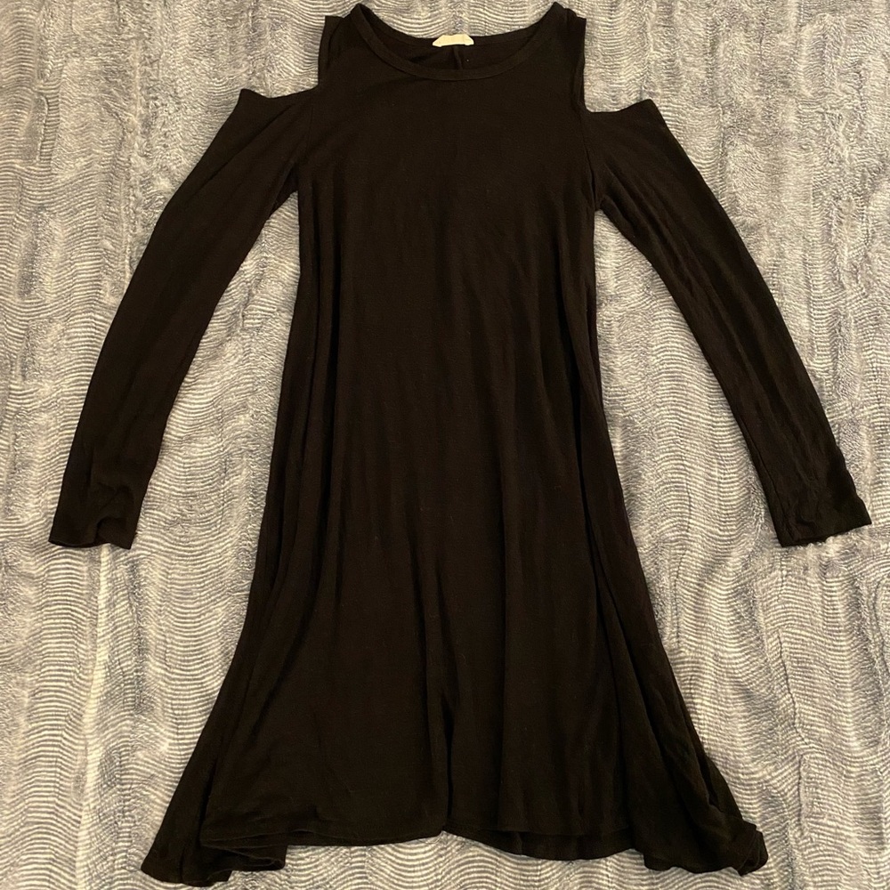 Black Long Sleeve Cold Shoulder Dress